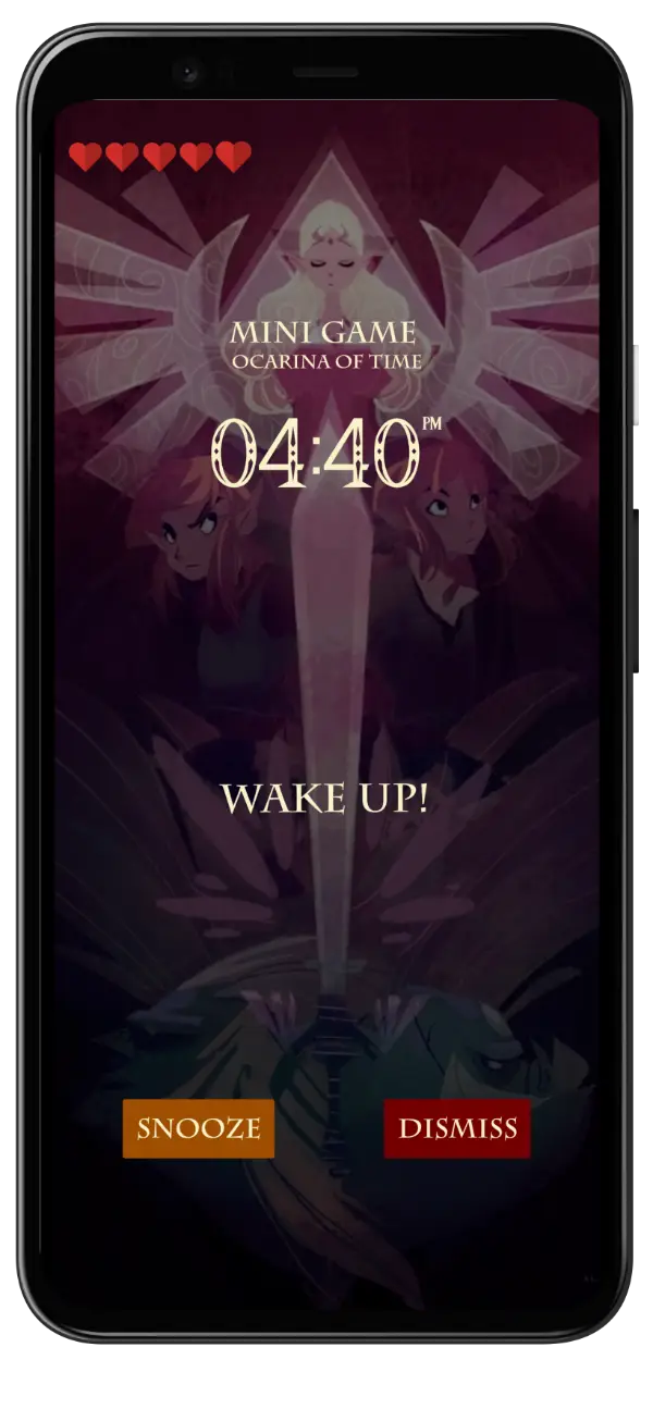 Screenshot of Zelda Alarm Clock in Android phone